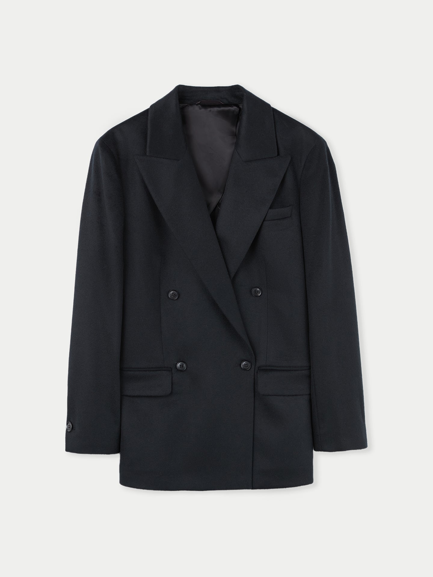 Double-Breasted Cashmere Blazer Charcoal - GOBI Country-Chic Collection