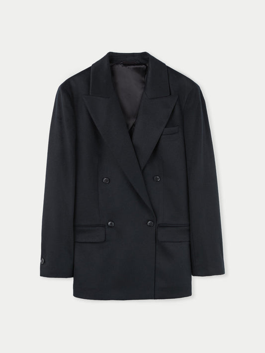 Double-Breasted Cashmere Blazer Charcoal - GOBI Country-Chic Collection