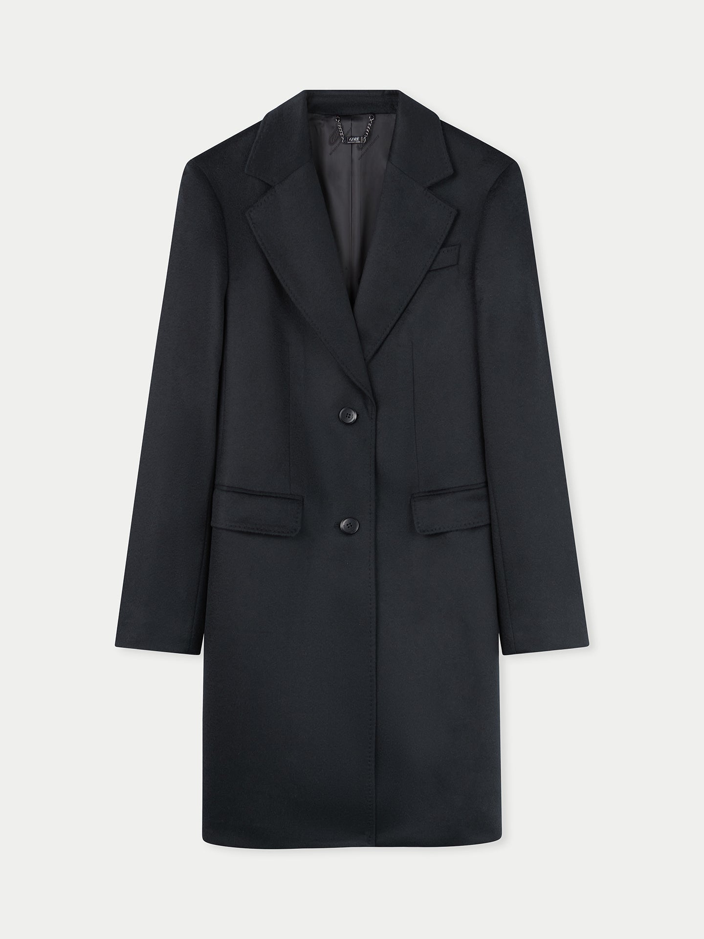 Women's Cashmere Coat with Notched Lapel Black - Gobi Cashmere 