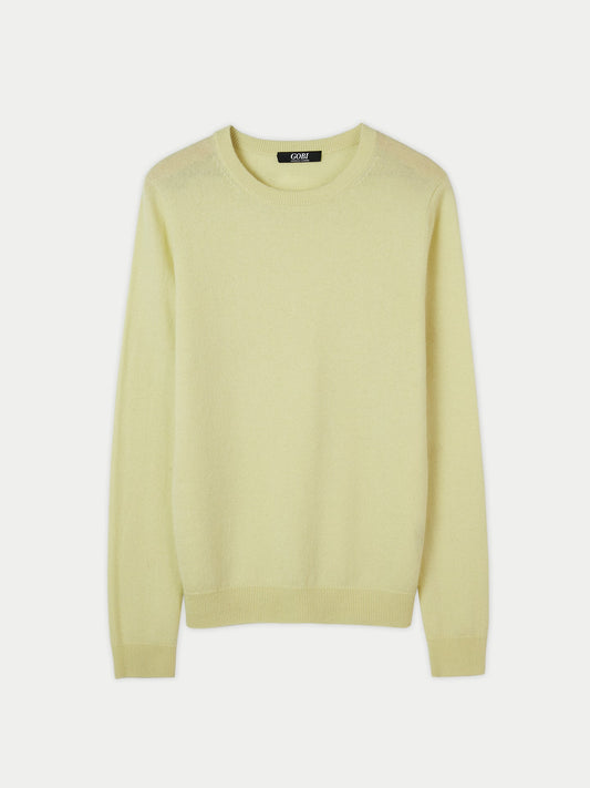 Women's Cashmere Basic Crew Neck Sweater Tender Yellow - Gobi Cashmere