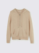 Women's Cashmere Full-Zip Hoodie Beige - Gobi Cashmere #color_beige