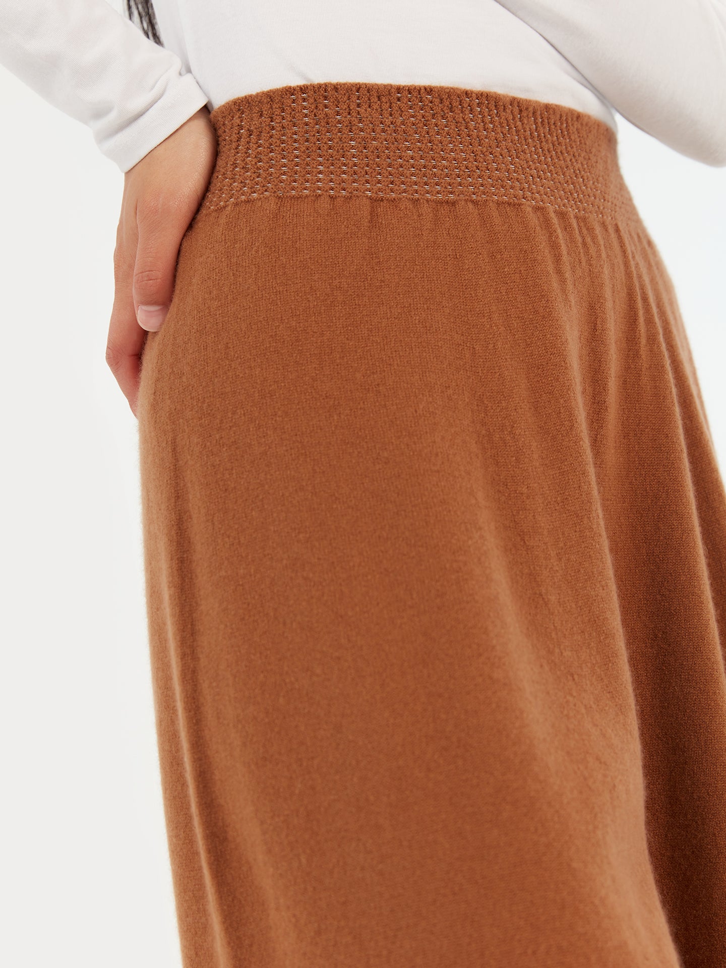 Women's Cashmere 3D Wide Pants Camel - Gobi Cashmere